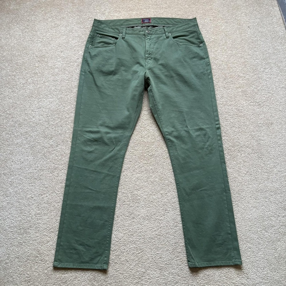 UNTUCKit Pants Mens 38x32 Green Straight Fit Renzo Olive Pima Cotton Stretch